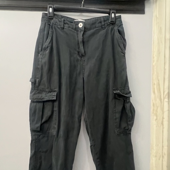 WOMENS COTTON ON CARGO DENIM TROUSERS, SIZE US 4, DARK GRAY - Picture 3 of 9